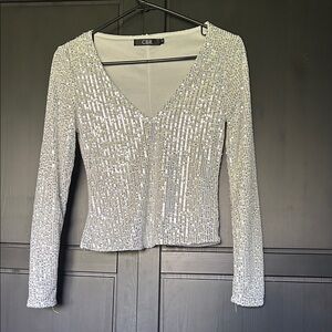 CBR Glittering Silver Sequin Blouse